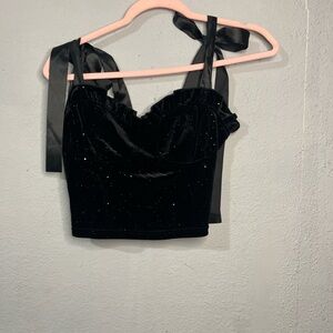 Elegant Black Velvet Women's Top